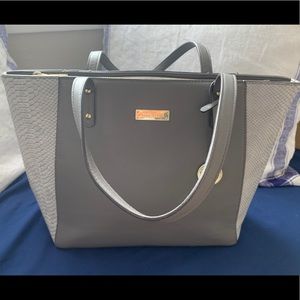 Anne Klein Midsize Gray w/Snakeskin Print Tote